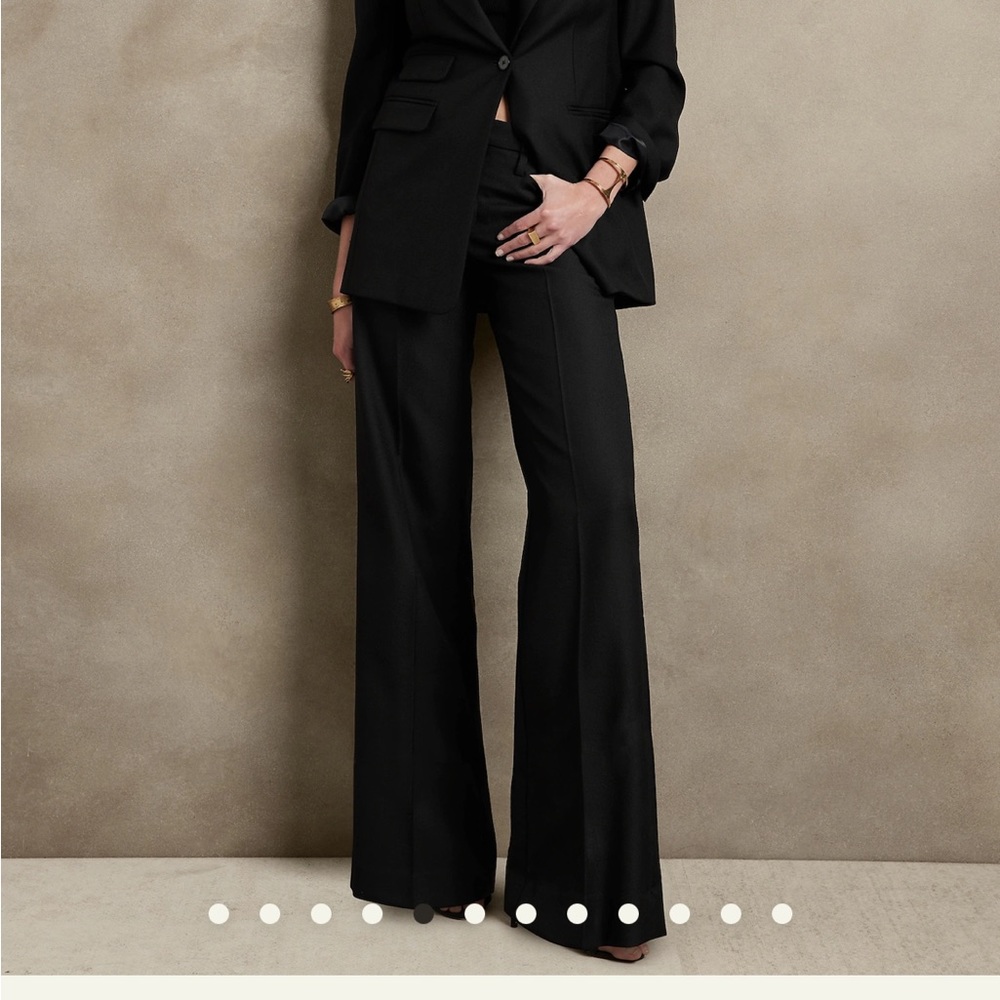 Black wide leg banana republic work pant
